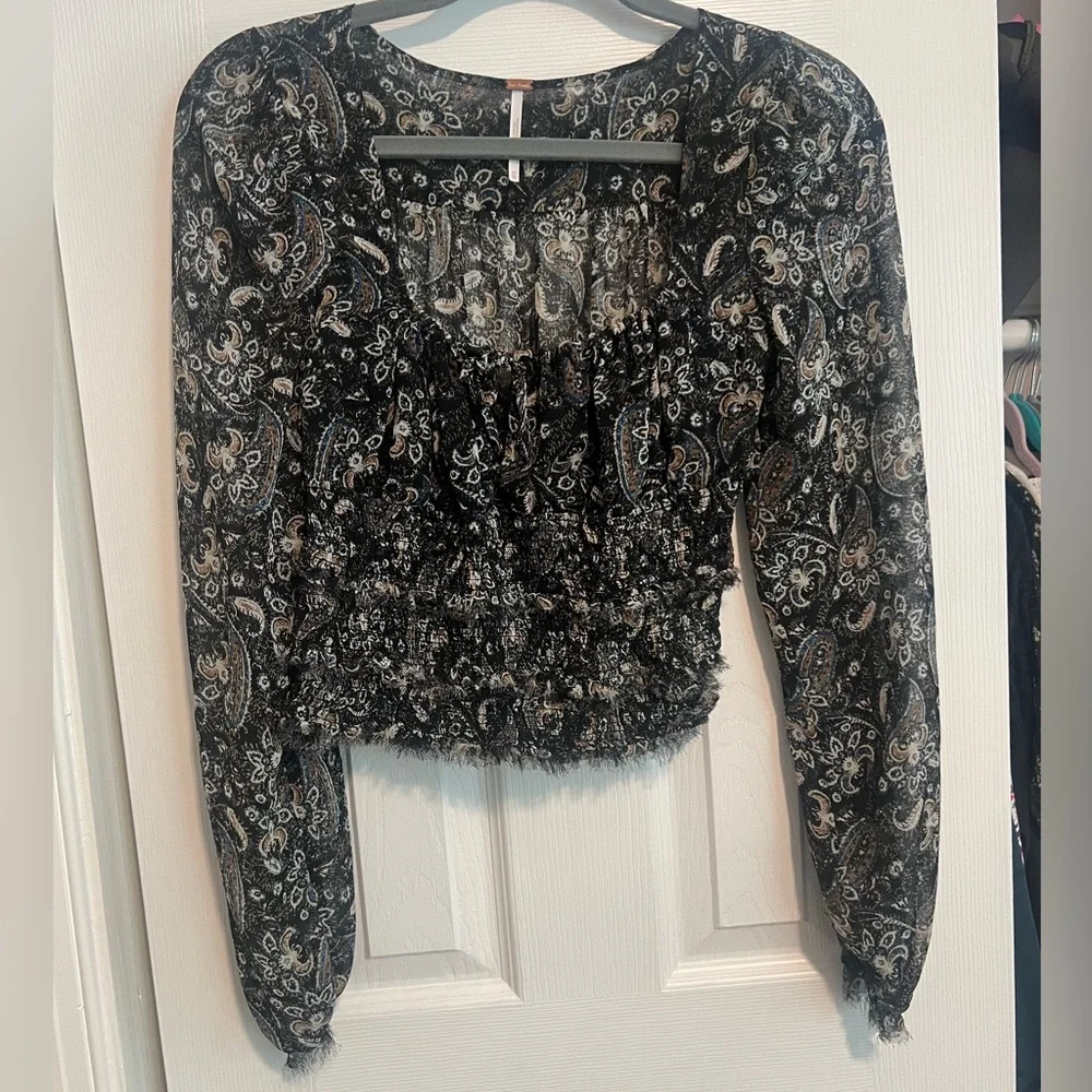 Free People Cropped Paisley Blouse - Picture 1 of 4